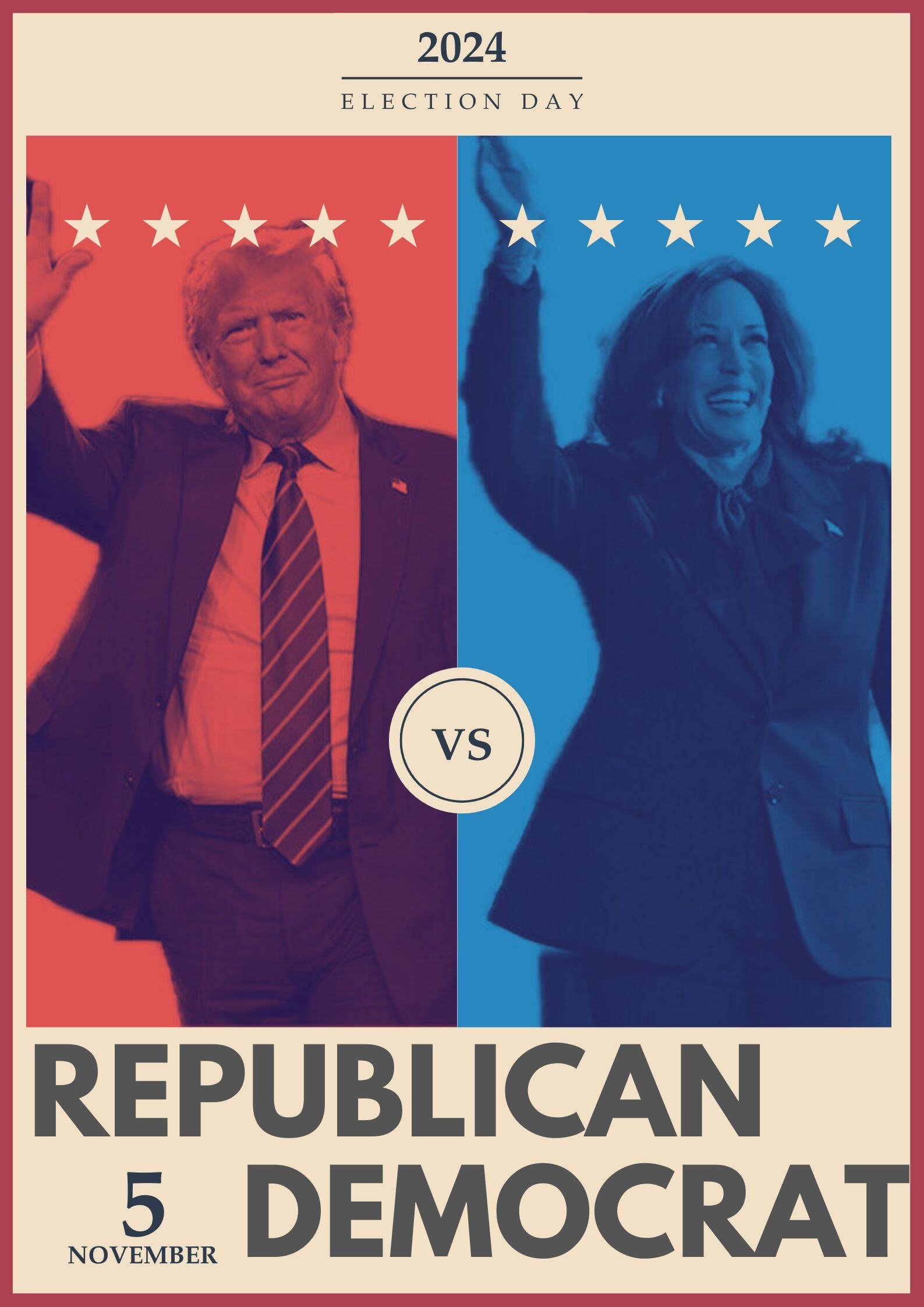Red and Blue Photocentric President Candidates Election Poster